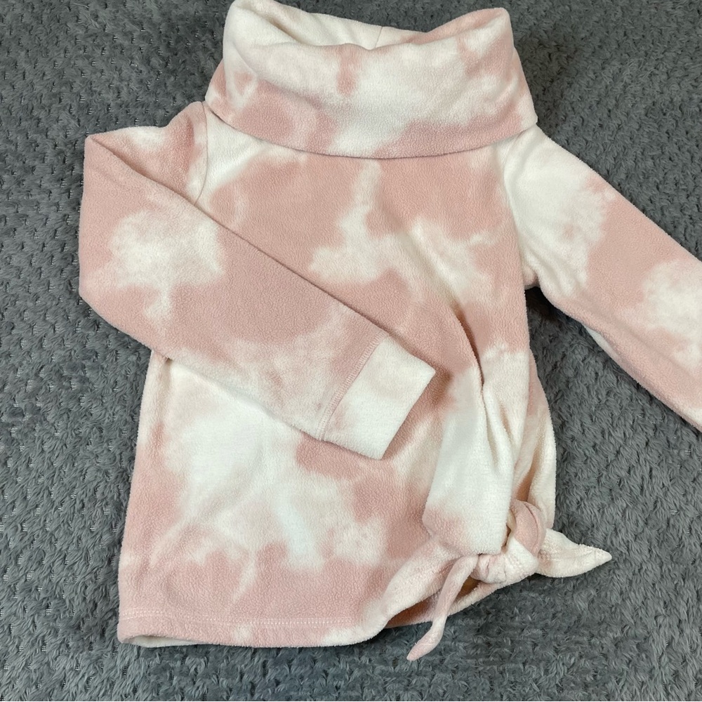 Old Navy Active‎ Girls Fleece Pullover XS (5) Pink Tie Dye Side Knot Outerwear